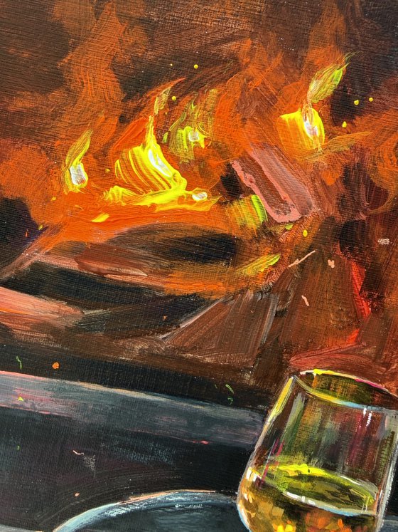 Wine by Fireplace