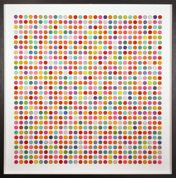 900 Candy Dots original 3D collage Painting