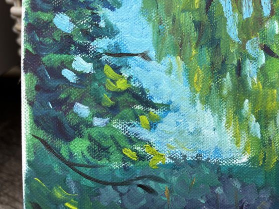 Birches by the lake. Pleinair