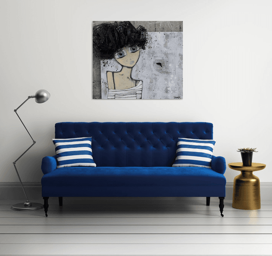 Girl Emerging From the Canvas