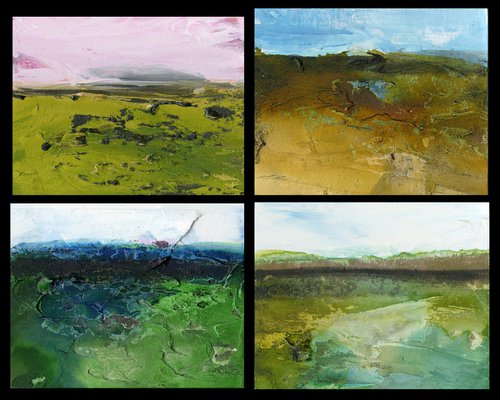 Dream Land Collection 6 - 4 Small Textural Landscape Paintings by Kathy Morton Stanion by Kathy Morton Stanion