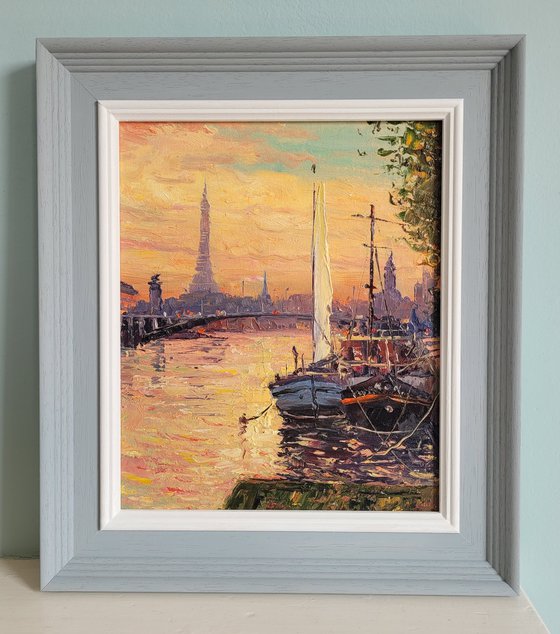 Paris River Seine sunset