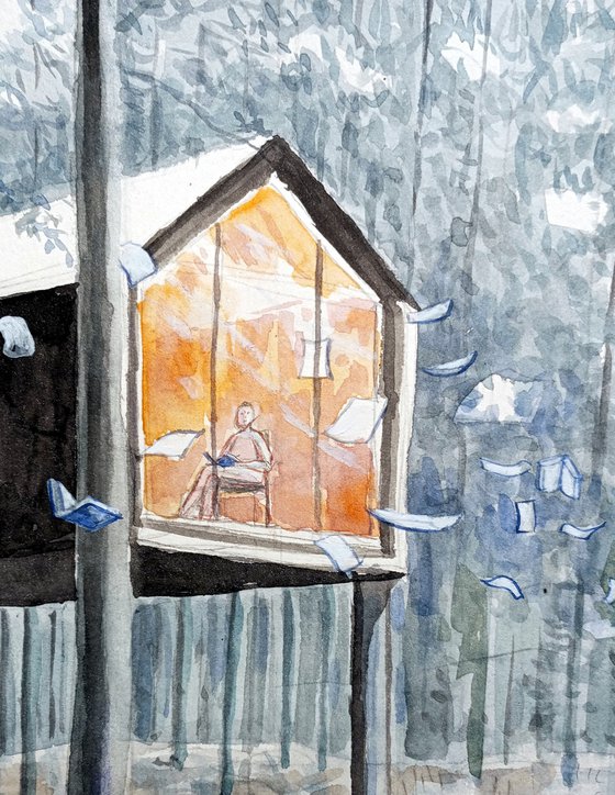 Readers in the huts