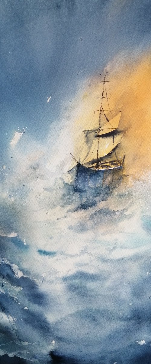 boat in the storm 6 by Giorgio Gosti