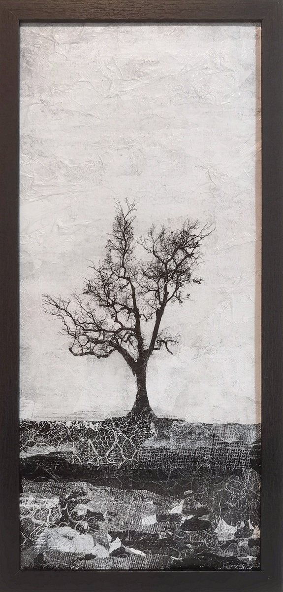 Abstract Collage By Roseanne Jones, 9 X 19", Tranquility, Original Artwork