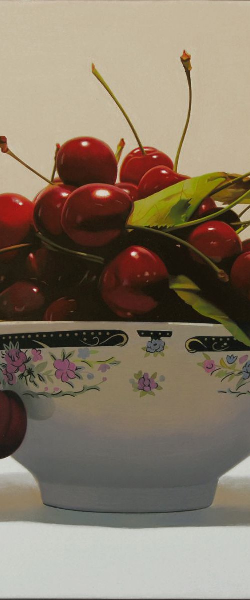 Cherries, Original oil on canvas painting by Valeri Tsvetkov