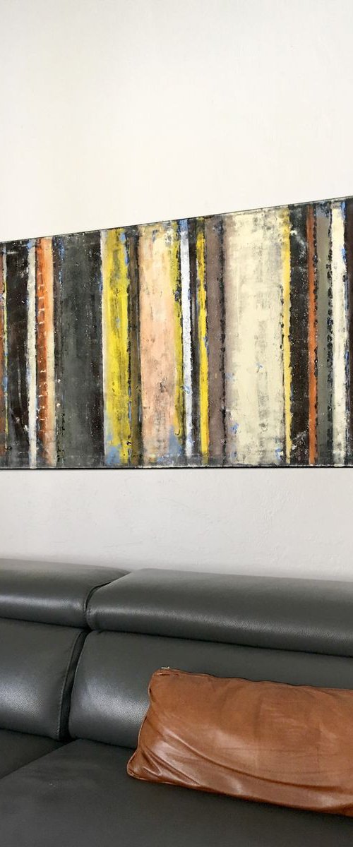 Stripe 11 48x24" Abstract Painting on Canvas by Bo Kravchenko