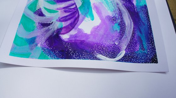 Aqua and Purple 1 - painting on A4 paper