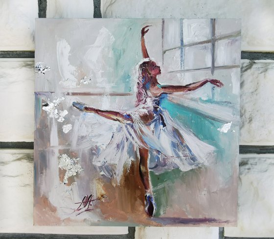 Ballerina oil painting, Ballet dancer canvas art