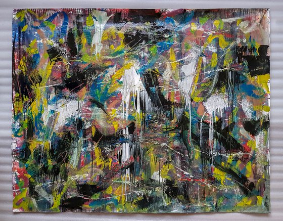 -Several Months- Abstract Original Painting on Unstretched Canvas.