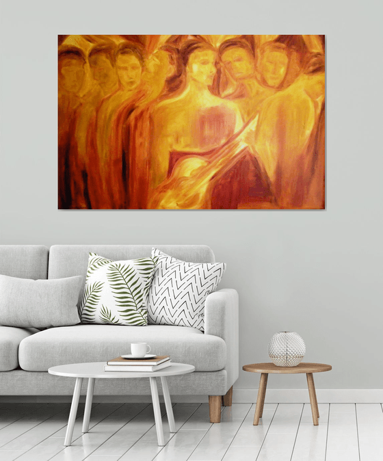 Ensemble of Harmony, Large Painting, Painting with Guitar