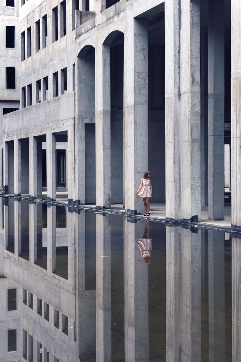 Photorealistic Cityscapes Photograph By Peter Zelei, 35 X 25", At The Edge Of The World Iii., Original Artwork