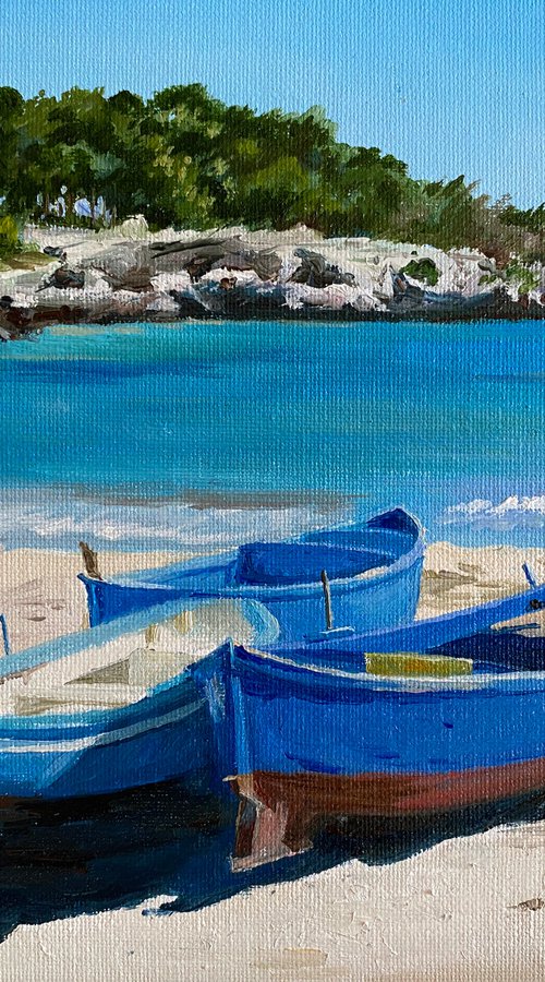 Boats on a beach by Elvira Sultanova