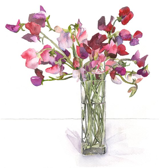 Sweet Peas in Glass