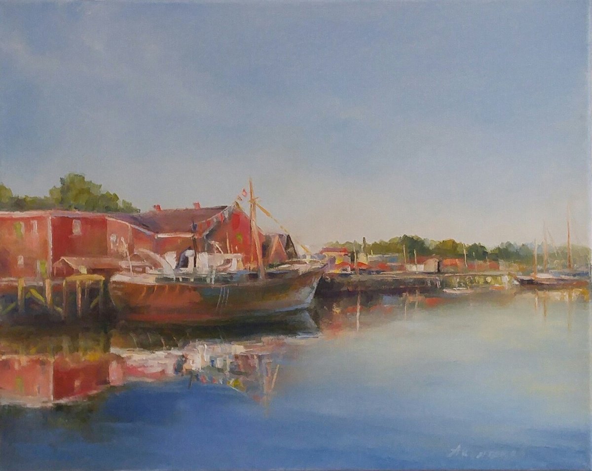 Impressionistic Landscape Oil Painting By Alexander Koltakov, 20 X 16, Lunenburg2, Original Artwork