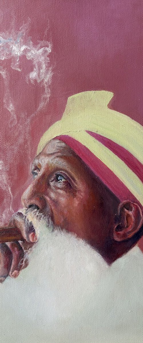 Smoking man in a turban by Anastasiya Kostyuk