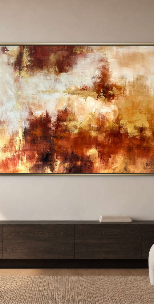 Golden Haze - Gold, orange and brown abstract by Ellis Hollering