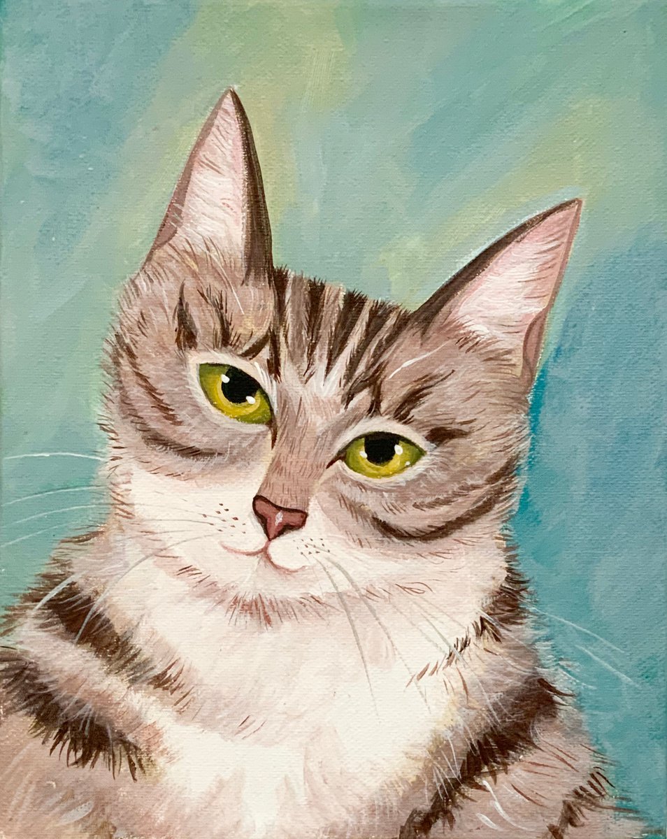 Little Rascal- cat painting- canvas art by Mary Stubberfield