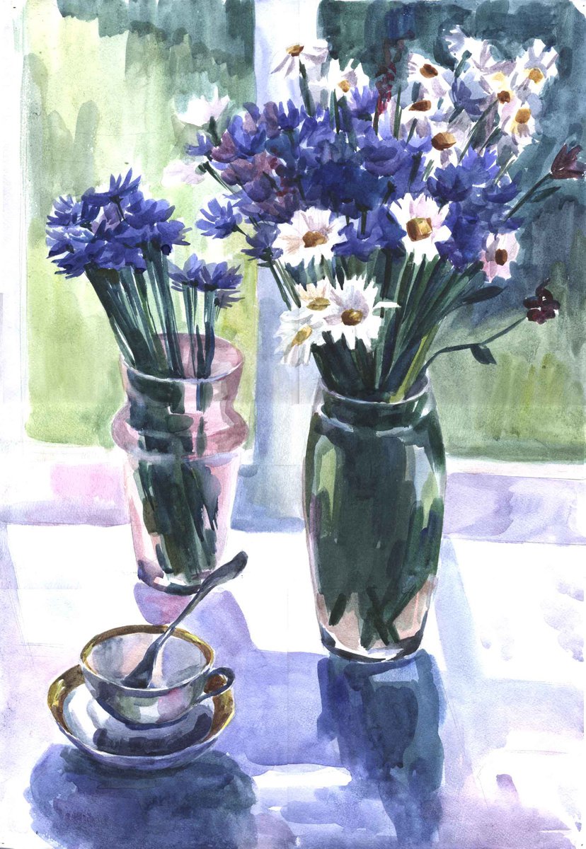 Photorealistic Botanical Watercolour By Kateryna Bortsova, 16 X 24", Summer Flowers, Original Artwork