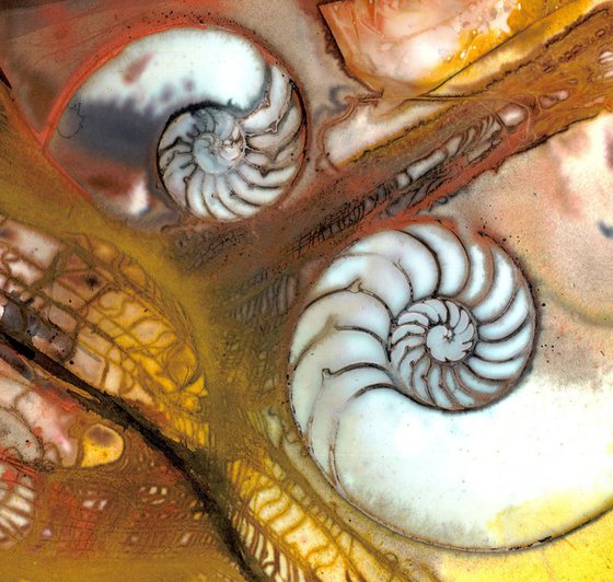 Sea Bliss No 16 - Nautilus Shell painting by Kathy Morton Stanion