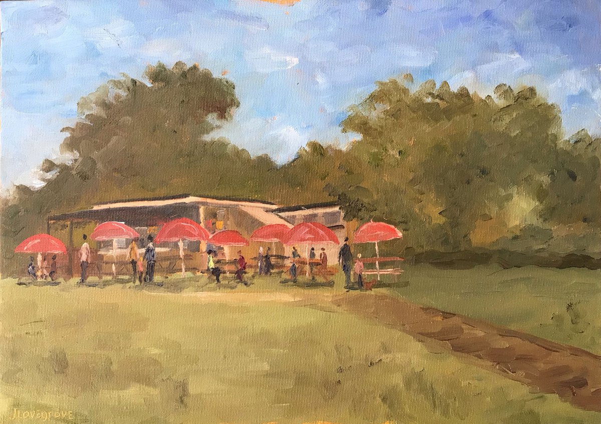 Cafe by the Sea at Pegwell Bay. An original oil painting. by Julian Lovegrove Art