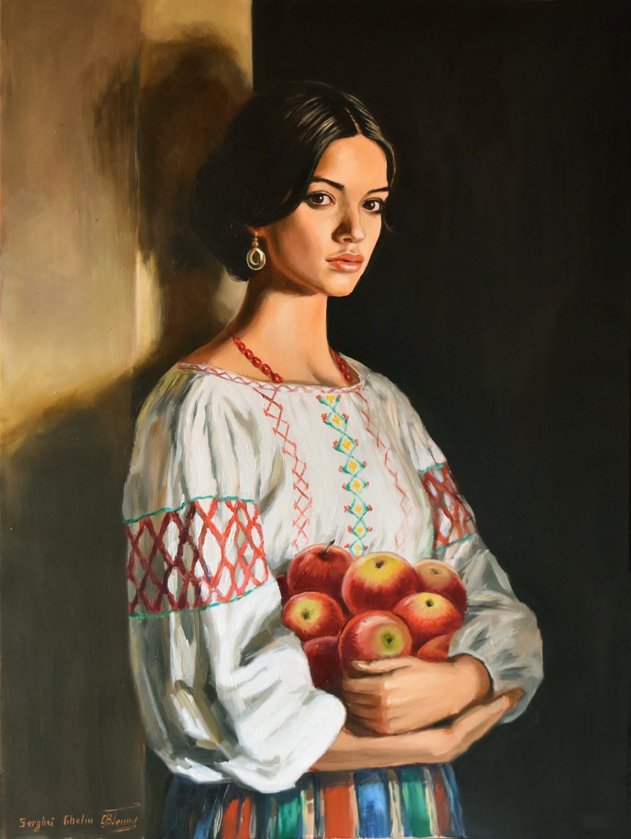 A Portrait With Apples By Serghei Ghetiu, 24 X 31, Artwork For Sale On Artfinder