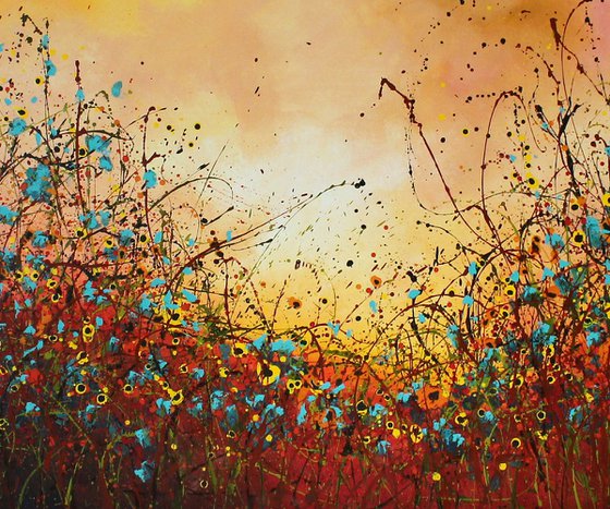 Dream Land #2 - Super sized original abstract floral landscape