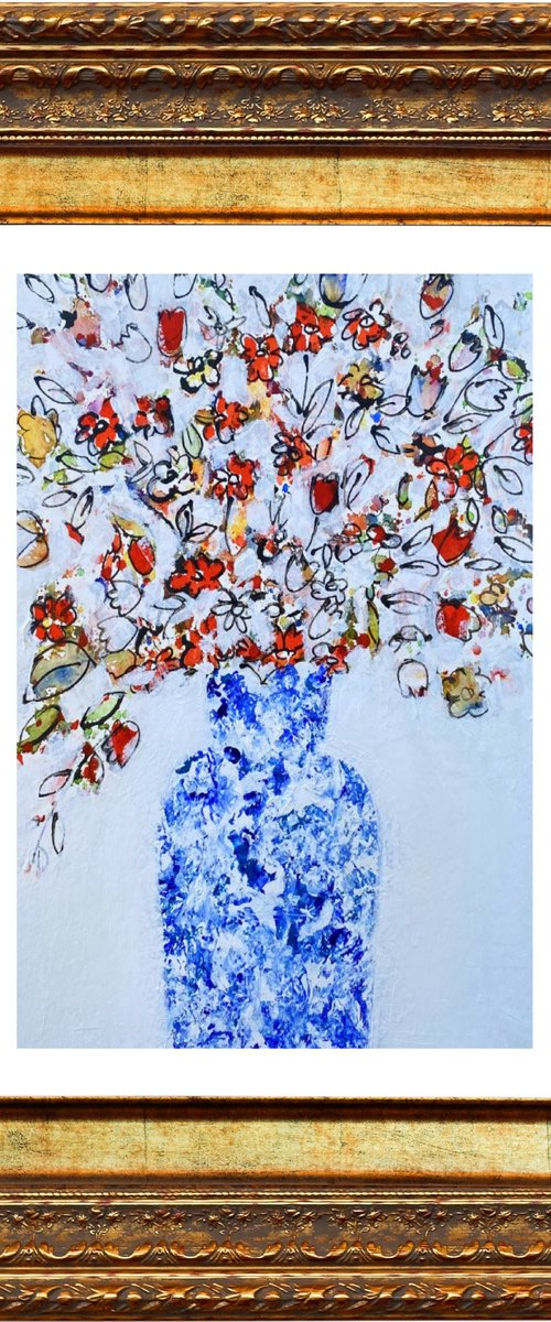 Spring Flowers in a Chinese Ginger Jar by Jan Rippingham