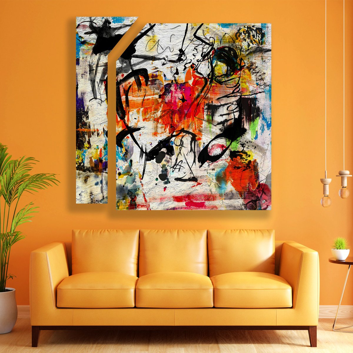 Abstract Print By Lynne Godina-Orme, 49 X 49", Stoking The Flames - Diptych, Original Artwork