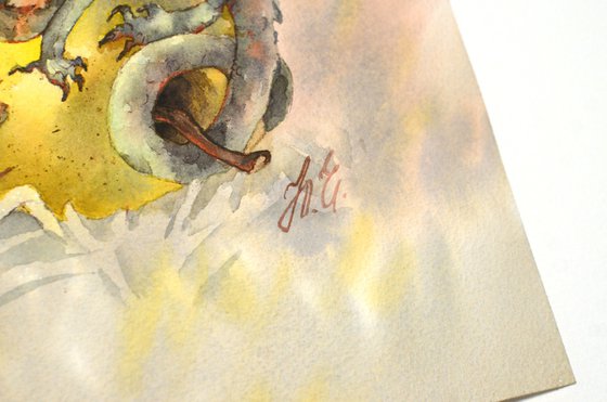 Dragon on apple / Fantasy