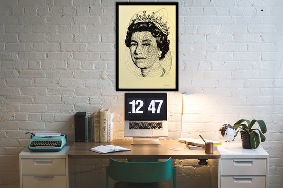 Queen Elizabeth II Vibrations 1 - Mixed Media Painting Art on Aqua Fine Art Paper