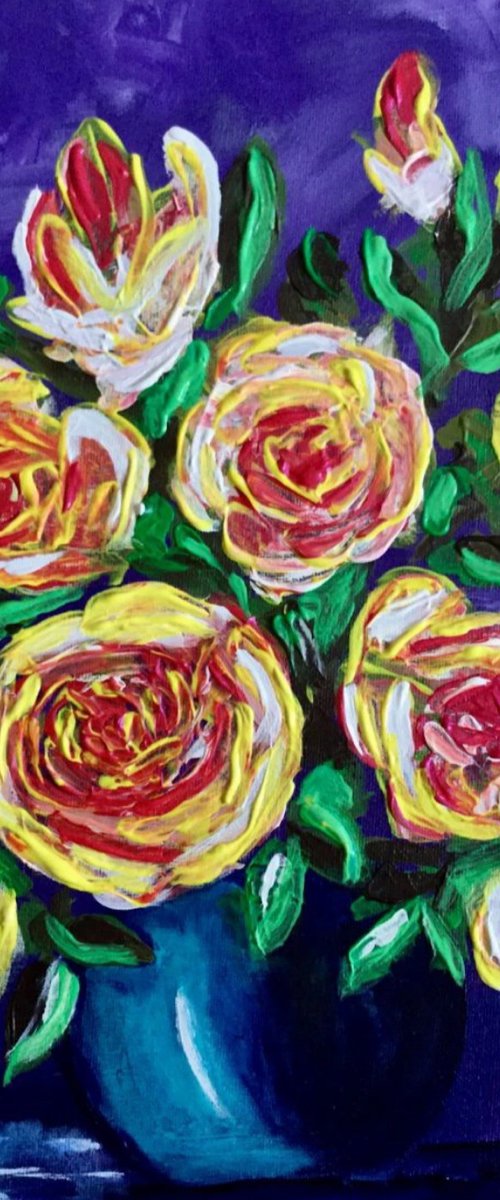 Roses  in a vase. by Olga Koval