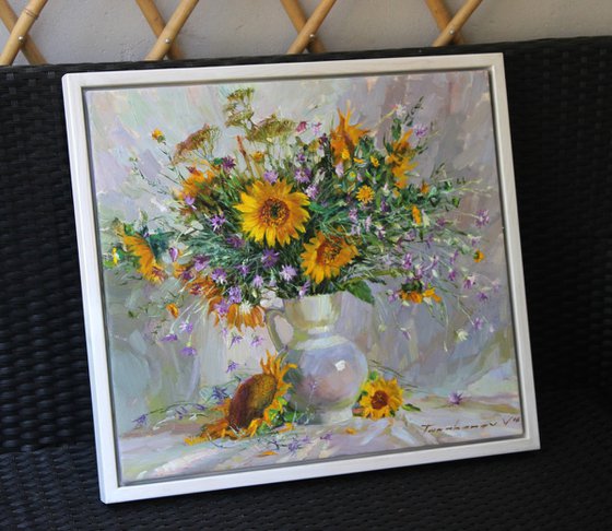 Wildflowers and sunflowers