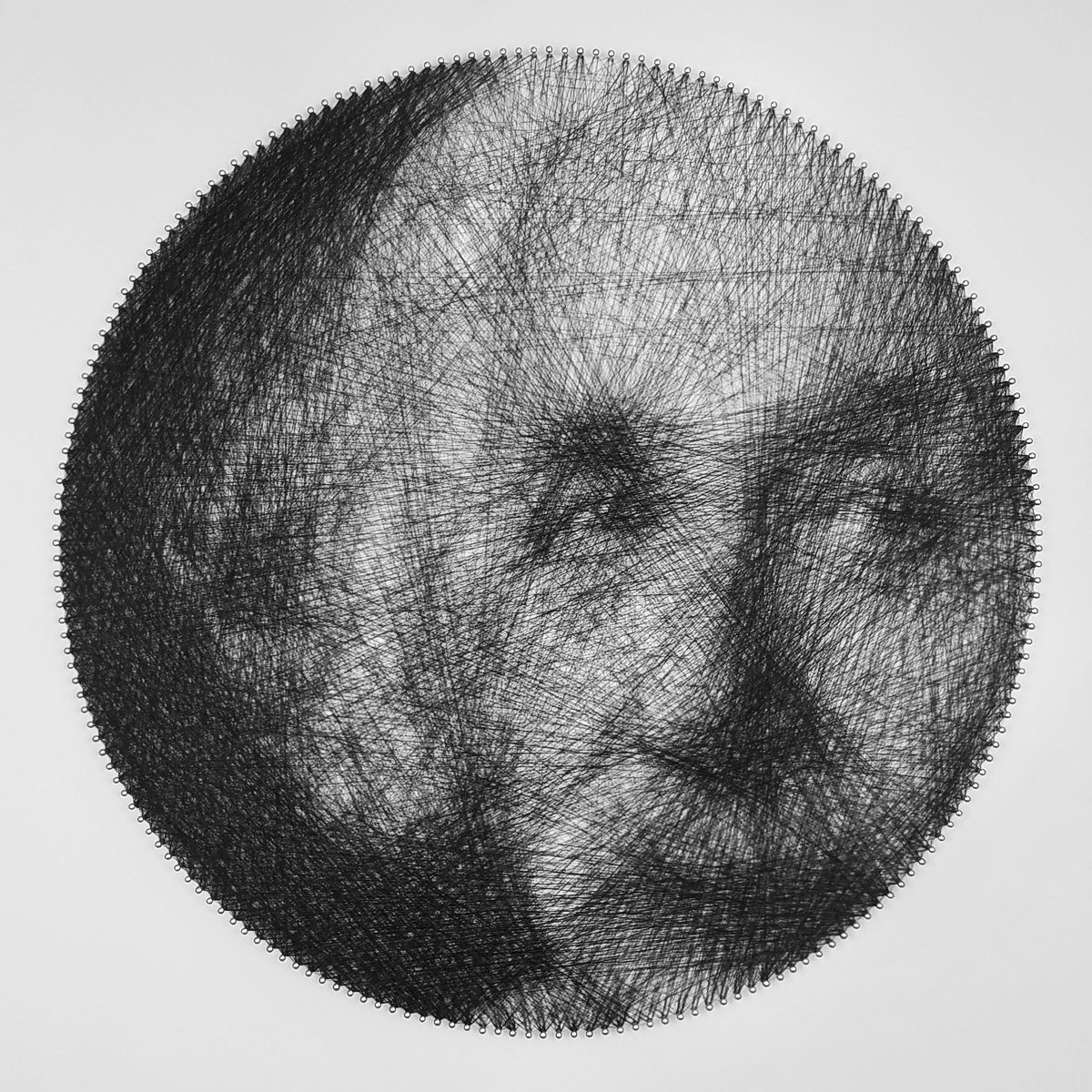 Albert Einstein string art portrait by Andrey Saharov