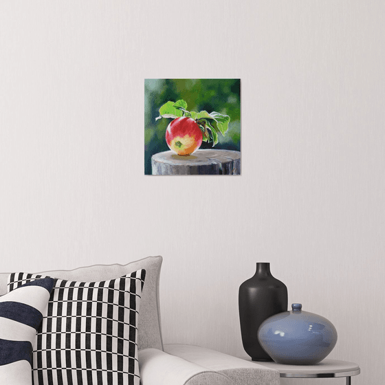 "An apple from grandmother's garden.  "  flower  liGHt original painting  GIFT (2021)