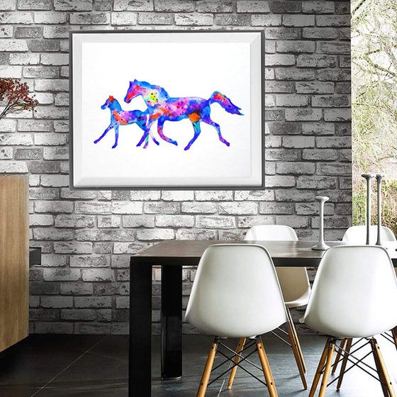 Horses, colorful