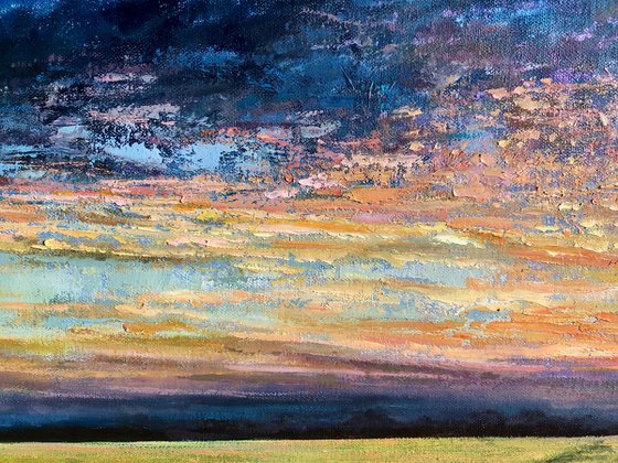 'AT DAWNS GOLDEN GATES III' SUNRISE, SUNSET, LANDSCAPE OIL PAINTING.