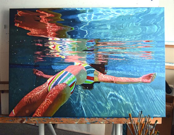 Freefall - Large Swimming Painting