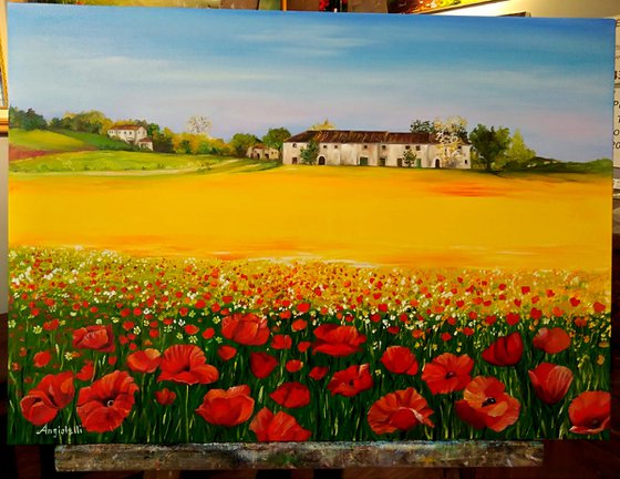 Spring  - original painting -countryside landscape