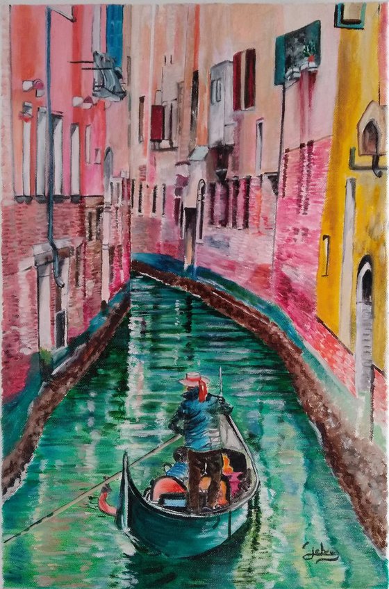 On a gondola in Venice