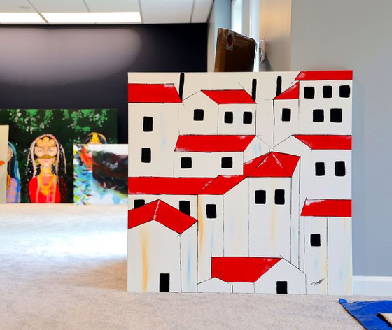 Acrylic - Red roofs