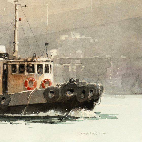 Tugboat on the Water - 20x30cm Sketch