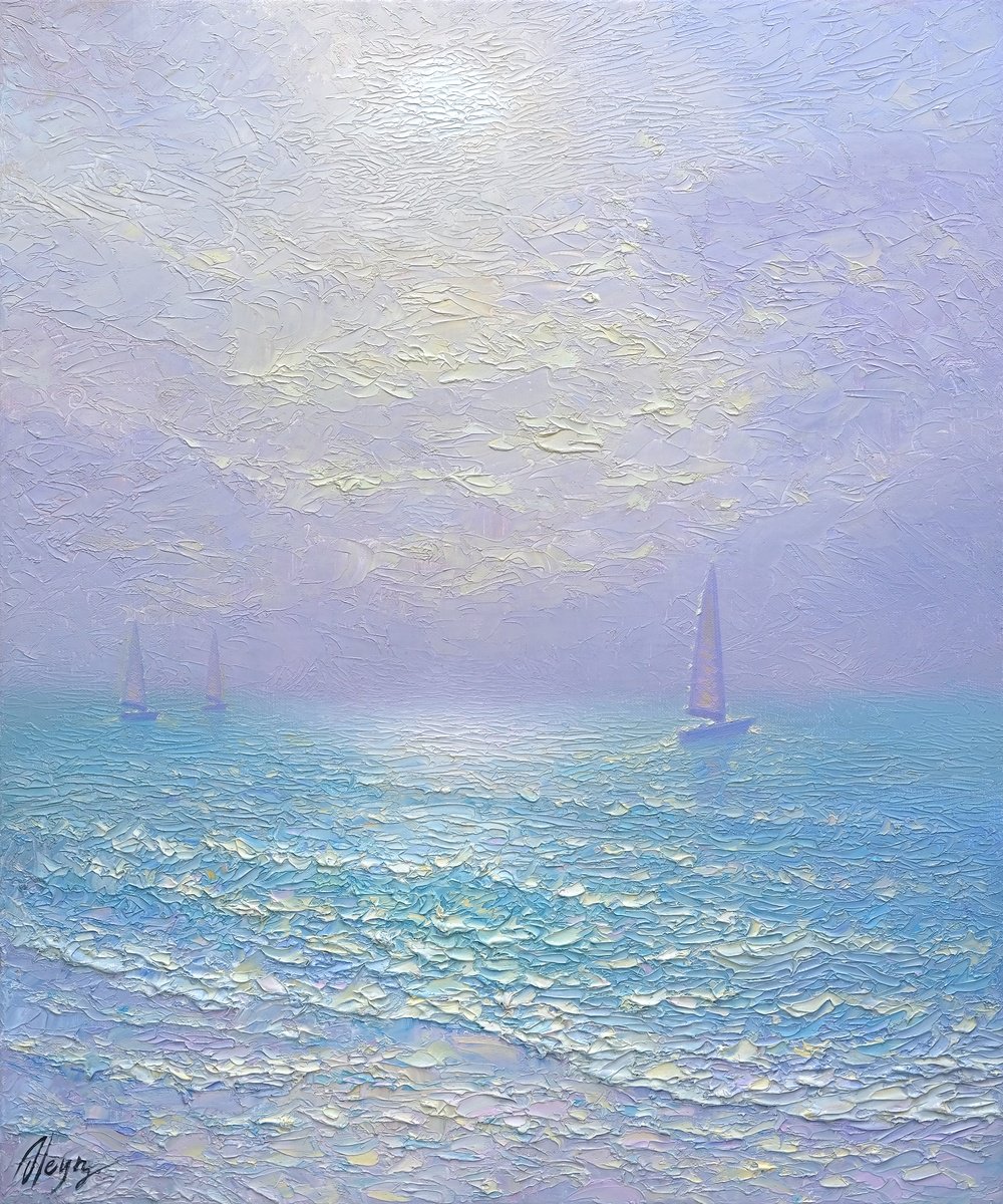 Impressionistic Landscape Oil Painting By Dmitry Oleyn, 20 X 24, Sea, Original Artwork