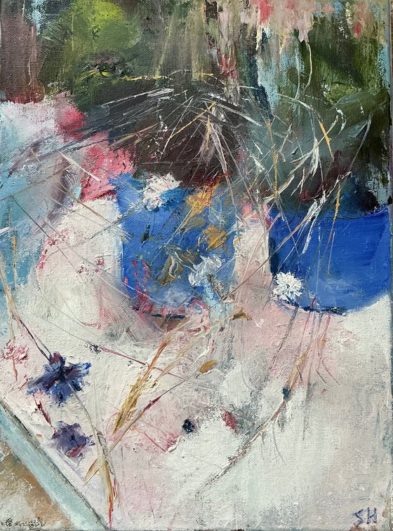 Blue Pots & Cornflowers