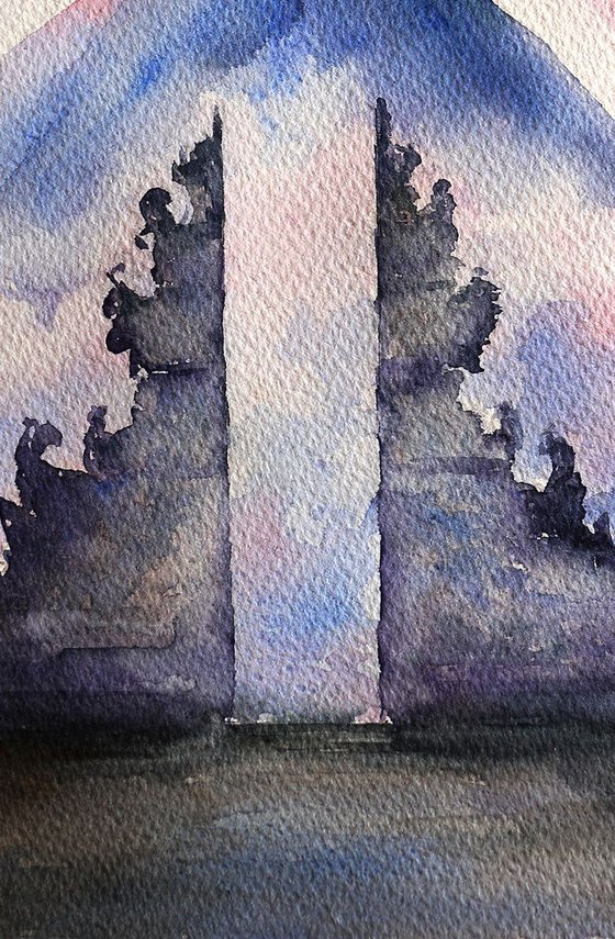 Iconic Gates of Heaven in Bali, Indonesia - ORIGINAL Watercolor painting
