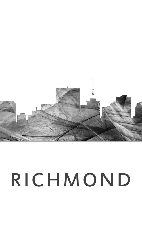 Richmond Virginia Skyline WB BW by Marlene Watson