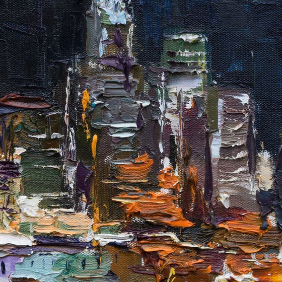 Night City  - Original urban landscape painting