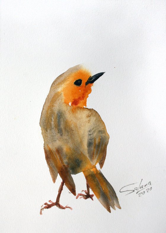 Robin I - Bird portrait /  ORIGINAL PAINTING