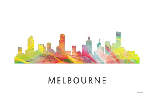 Melbourne Victoria Australia Skyline 2 WB1 by Marlene Watson