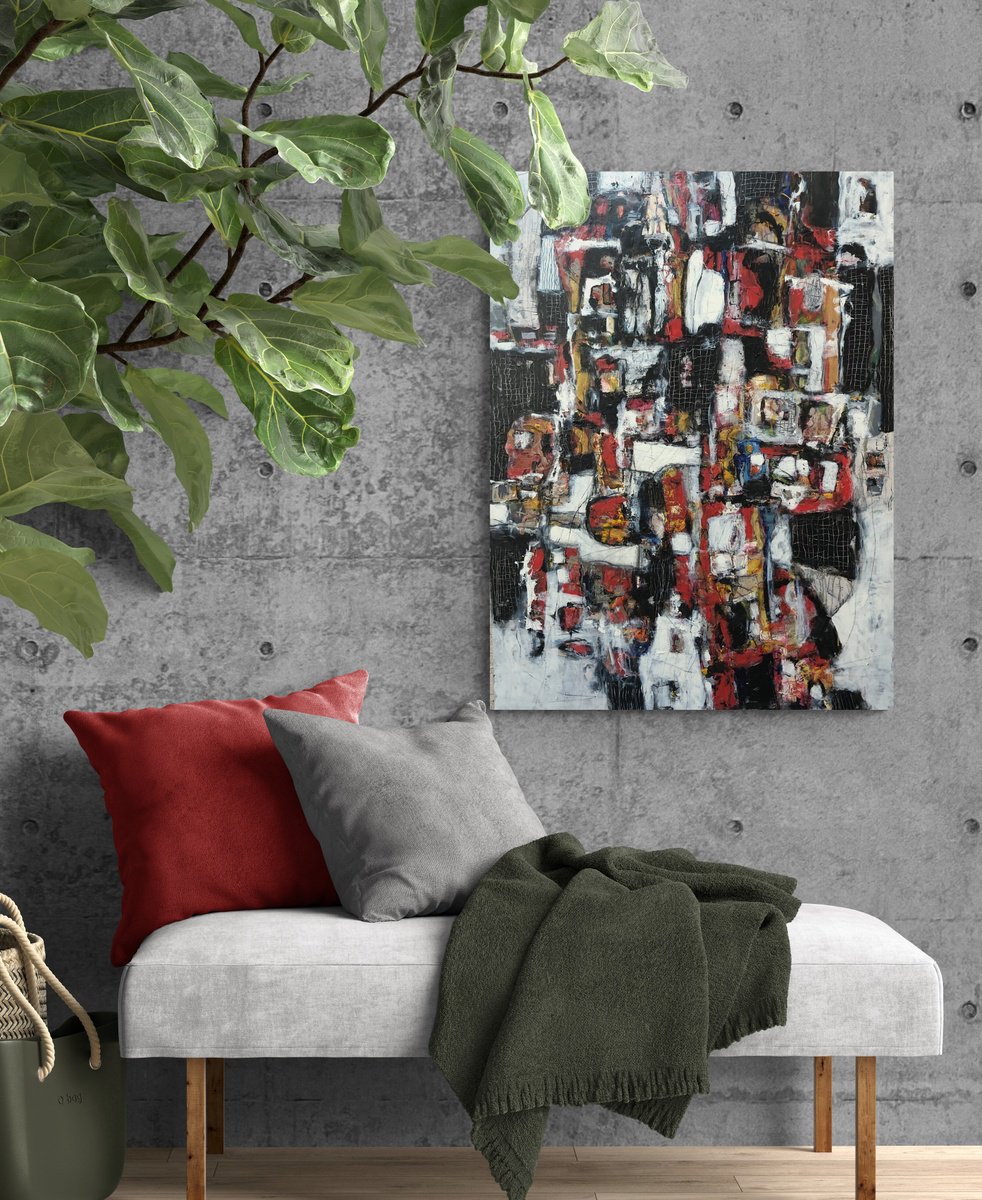 Abstract Acrylic Painting By Jeffrey Davies, 30 X 40, Lineas # 14, Original Artwork